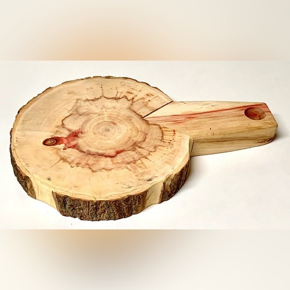 Raw Edge Live Wood Hand Crafted FLAMING BOX ELDER Handled Hot Pot Pad - Picture 6 of 14
